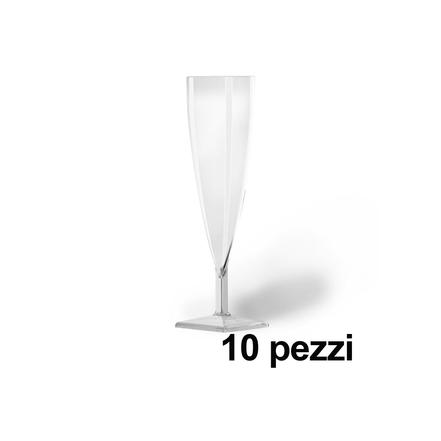 10 Flute base quadrata in plastica trasparente - Internova 2000