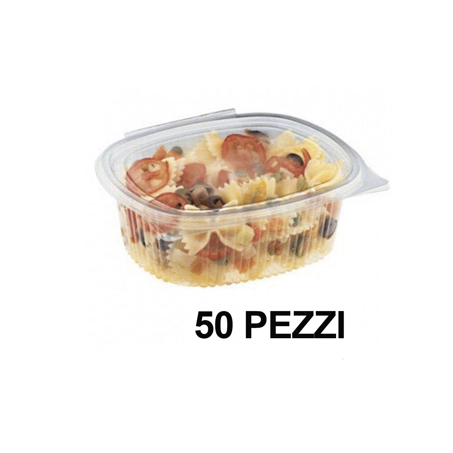 50 Vaschette per Alimenti 750cc Ovali Trasparenti PET Plastica Insalata