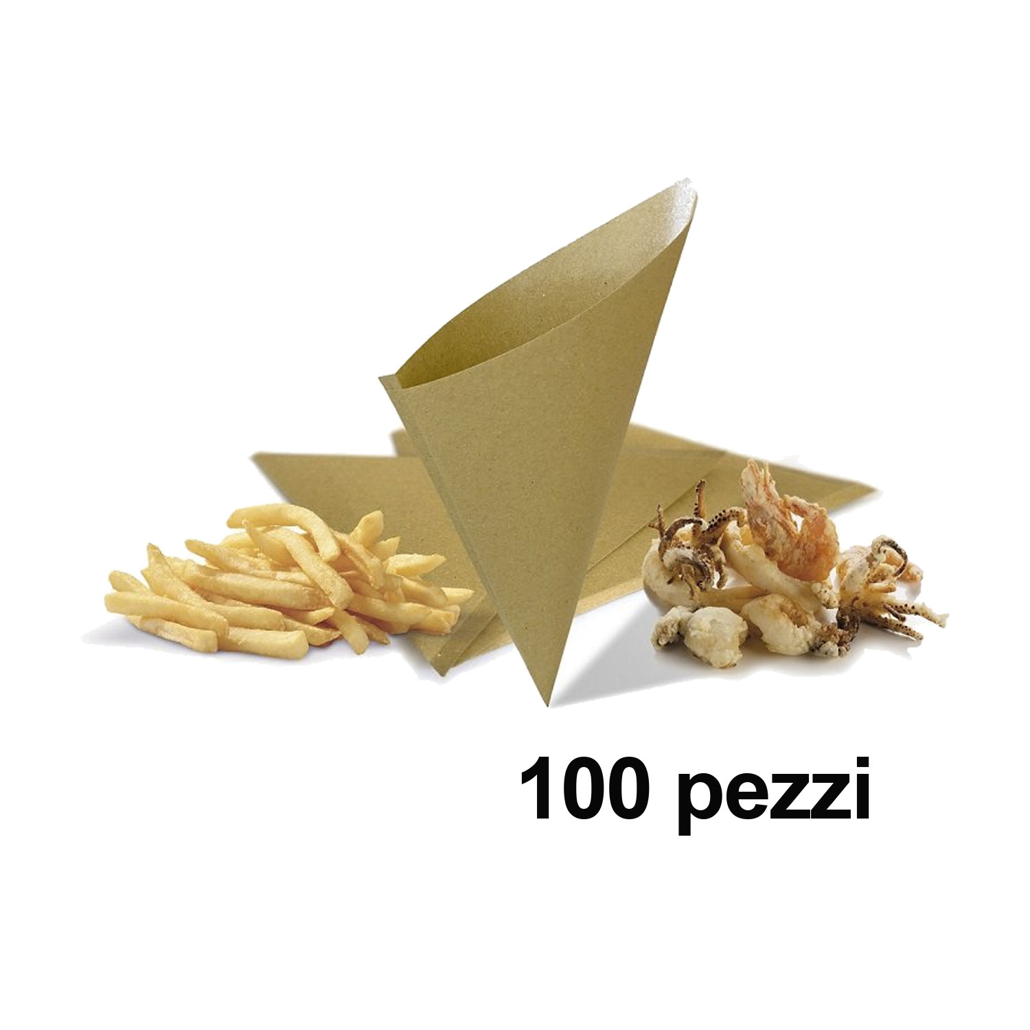 Coni carta paglia politenata per fritti - Prodotti per lo street food